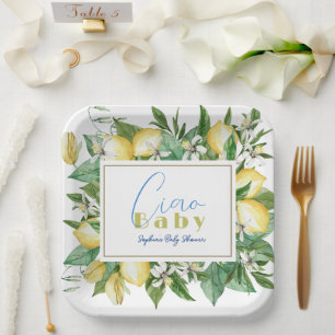 Ciao Baby Citrus Lemon Baby Shower Paper Plate