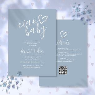 Ciao Baby Dusty Blue All In One Baby Shower Invitation