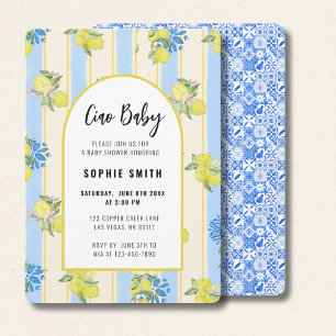 Ciao Baby, Fresh Lemons, Italian Blue Tiles  Invitation