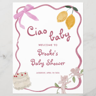 Ciao Baby Girl Baby Shower Welcome Sign Flyer