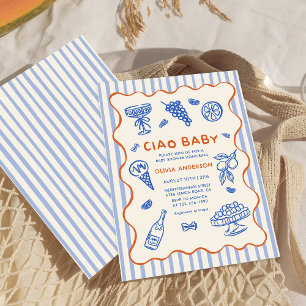 Ciao Baby Hand Drawn Italian Baby Shower Invitation