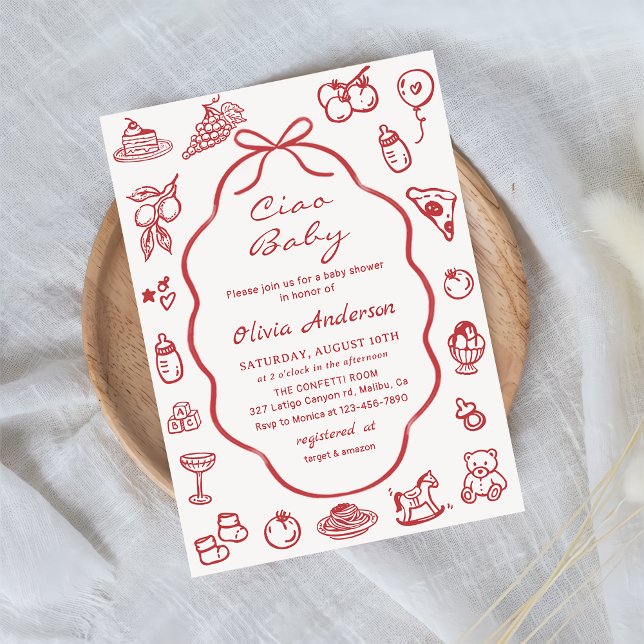 Ciao Baby Hand Drawn Italian Lemon Baby Shower Invitation (Creator Uploaded)