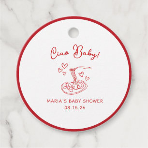 Ciao Baby! Hand Drawn Italian Pasta Baby Shower Favour Tags