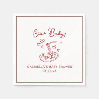 Ciao Baby! Hand Drawn Italian Pasta Baby Shower Napkin
