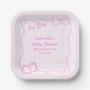 Ciao Baby Hand Drawn Pasta Italian Baby Shower Paper Plate