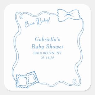 Ciao Baby Hand Drawn Pasta Italian Baby Shower Square Sticker