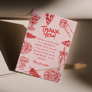 Ciao Baby Hand Drawn Pizza Italian Baby Shower Thank You Card