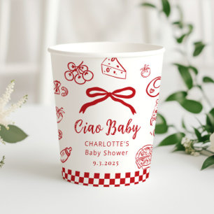 Ciao Baby Hand drawn Whimsical Bow Baby Shower Paper Cups