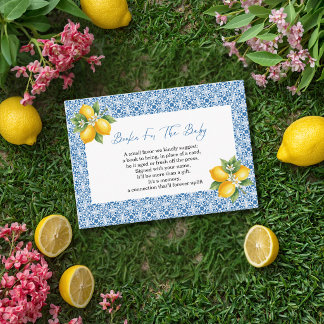 Ciao Baby Italian Blue Tile Lemons Baby Shower Enclosure Card