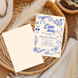 Ciao Baby Italian Hand drawn  Doodle  Baby shower Invitation