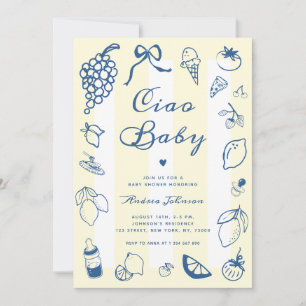 Ciao Baby Italian Hand Drawn Lemon Baby Shower Invitation