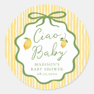 Ciao Baby Italian Lemon Baby Shower Classic Round Sticker