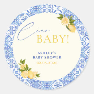 Ciao Baby Italian Lemon Baby Shower Classic Round Sticker