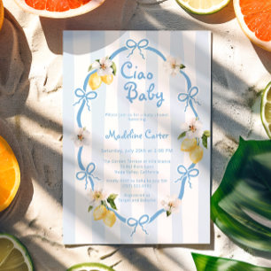 Ciao Baby Italian Lemon Blue Bows Baby Shower Invitation