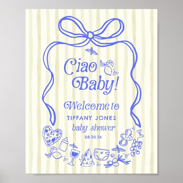 Ciao Baby  Italian Lemons Baby Shower Welcome Sign (Front)
