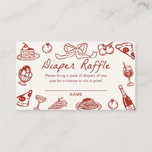 Ciao Baby Italian Pizza Baby Shower Diaper Raffle Enclosure Card (Front)