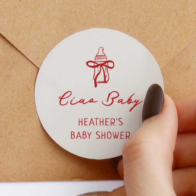 Ciao Baby Italian Pizza Baby Shower Favour Classic Round Sticker (Creator Uploaded)