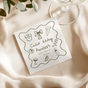 Ciao Baby Italian Pizza Doodle Baby Shower Napkins