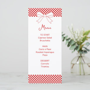 Ciao Baby! Italian Red Bow Gingham Baby Shower  Menu