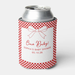 Ciao Baby! Italian Red GIngham Bow Baby Shower Can Cooler