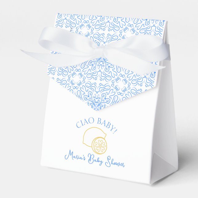Ciao Baby! Lemon Blue Italian Baby Shower Favour Box (Front Side)