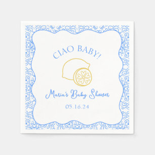 Ciao Baby! Lemon Blue Italian Baby Shower Napkin
