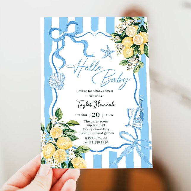 Ciao Baby Lemon Italian Amalfi Boys Baby Shower Invitation (Creator Uploaded)