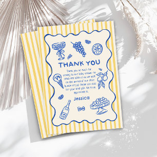 Ciao Baby Lemon Italian Hand Drawn Baby Shower Thank You Card