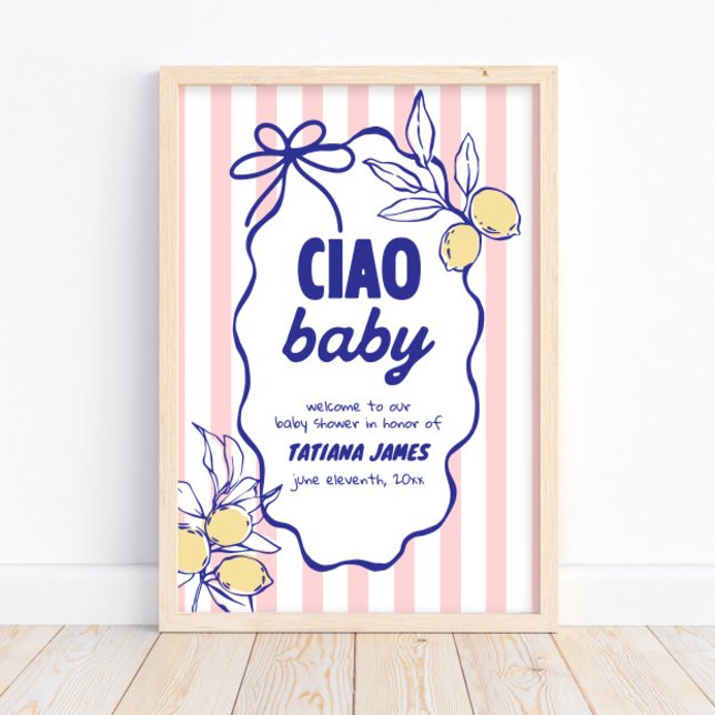CIAO BABY Lemon Mediterranean Amalfi Baby Shower  Poster (Creator Uploaded)