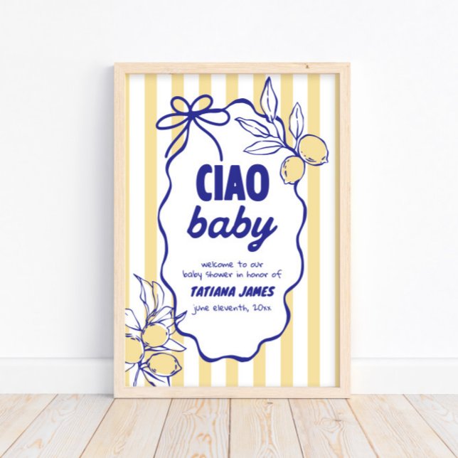 CIAO BABY Lemon Mediterranean Amalfi Baby Shower  Poster (Creator Uploaded)