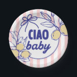 CIAO BABY Lemon Mediterranean Amalfi Paper Plate<br><div class="desc">Ciao,  BABY! Celebrate your summer baby shower in style with our fun,  pink,  whimsical la dolce vita Mediterranean-inspired baby shower disposable plates.</div>