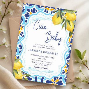 Ciao Baby Mediterranean Majolica Tiles Shower  Invitation