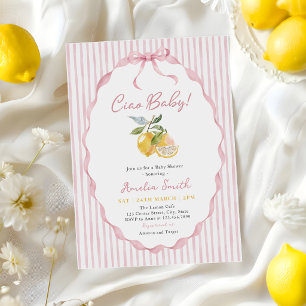 Ciao Baby Pink Lemon Baby Shower Invitation