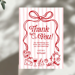 Ciao Baby Red Whimsical Italian Lemons Baby Shower Thank You Card