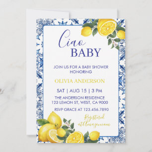 Ciao Baby Shower Italian Lemon Amalfi Coast Invite