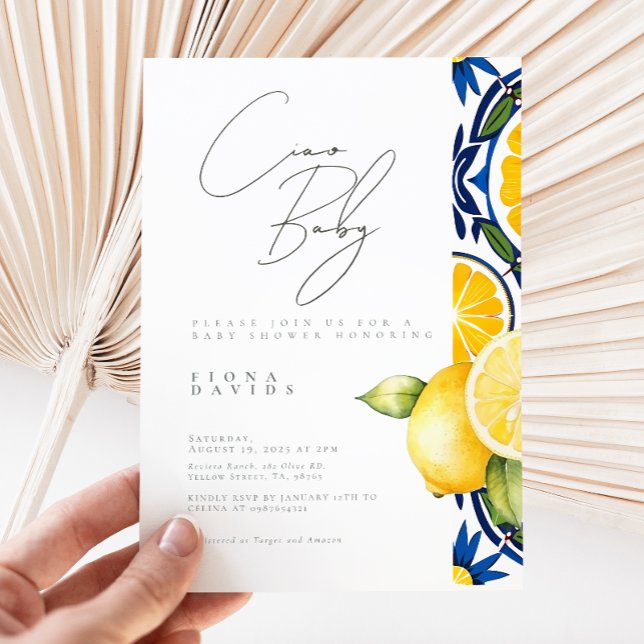 Ciao Baby Shower Lemon themed Shower Invitation (Creator Uploaded)