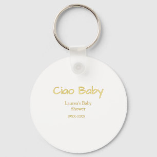 ciao baby yellow gold pastel baby shower name date key ring