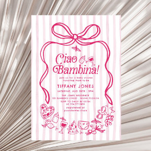 Ciao Bambina Pink Italian Lemons Baby Shower Invitation