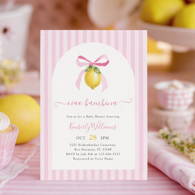 Ciao Bambina Pink Lemon Baby Shower Invitation (Creator Uploaded)