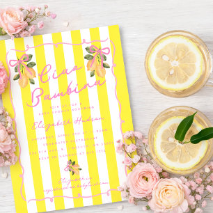 Ciao Bambina Yellow Stripe Lemon Baby Shower Invitation