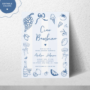 Ciao Bambino Fun Italian Hand Drawn Bridal Shower Invitation