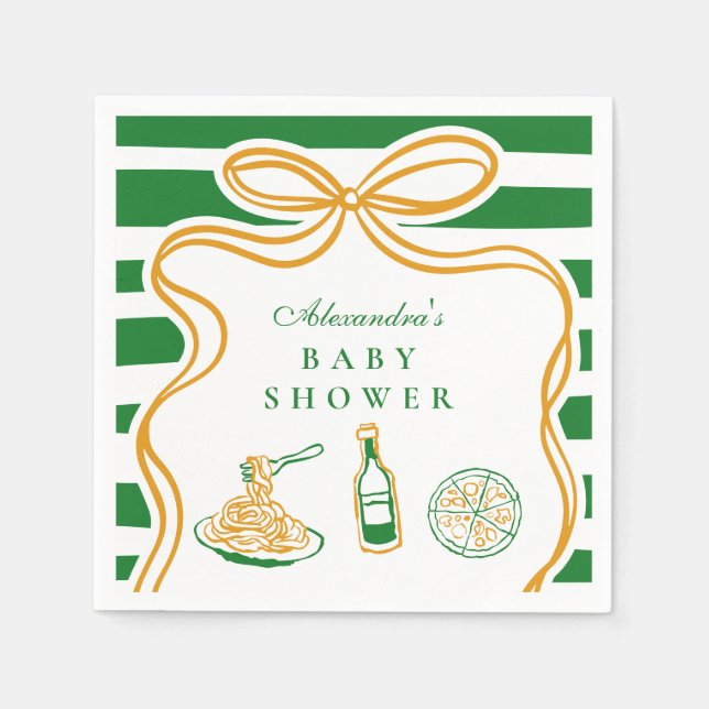 Ciao Bambino Green Italian Baby Shower Napkin (Front)