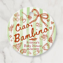 Ciao Bambino Green/Red Favour Tags