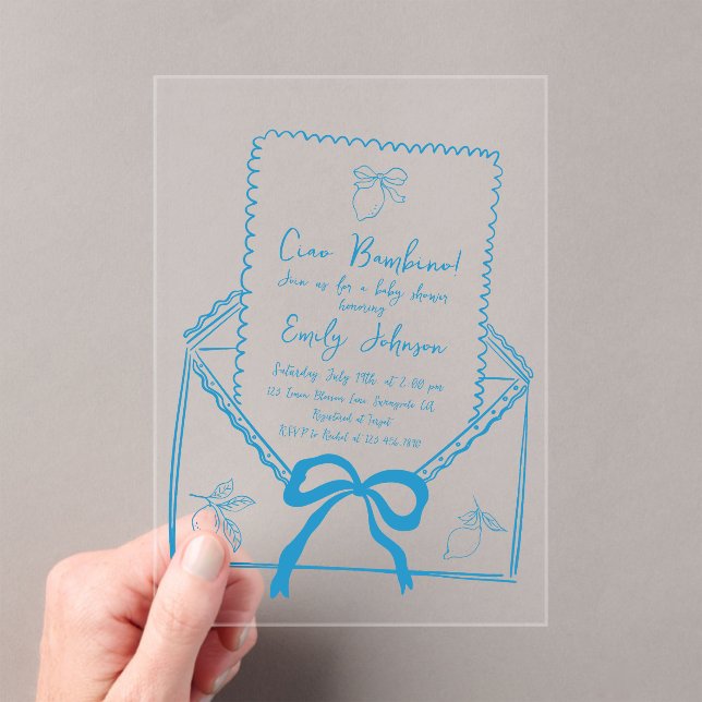 Ciao Bambino Hand Drawn Lemon Baby Shower Acrylic Invitations (Insitu (Handheld))