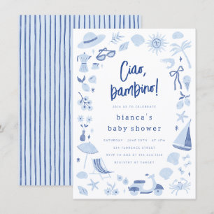 Ciao Bambino Italian Blue Boy Baby Shower Invitation
