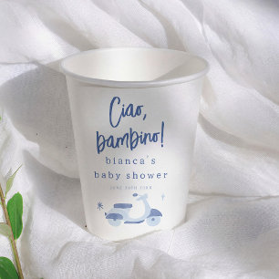 Ciao Bambino Italian Blue Boy Baby Shower Paper Cups