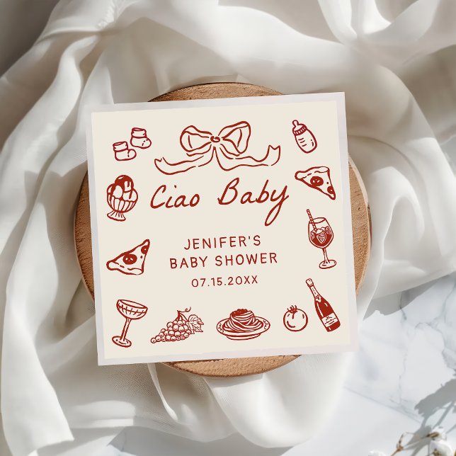 Ciao Bambino Italian Illustrated Baby Shower Napkin (Creator Uploaded)