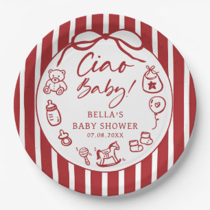 Ciao Bambino Italian Illustrated Baby Shower Paper Plate
