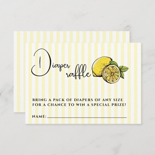 Ciao Bambino Lemon Baby Shower Diaper Raffle Enclosure Card (Front/Back)
