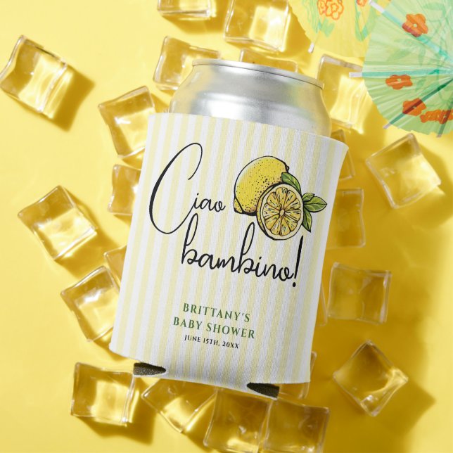 Ciao Bambino Lemon Italian Summer Baby Shower Can Cooler (In Situ Summer)